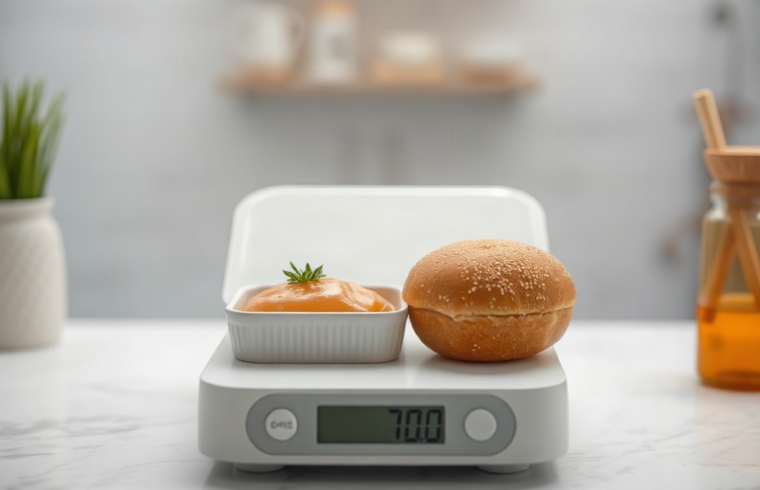 Food scale use for accurate weight loss portions